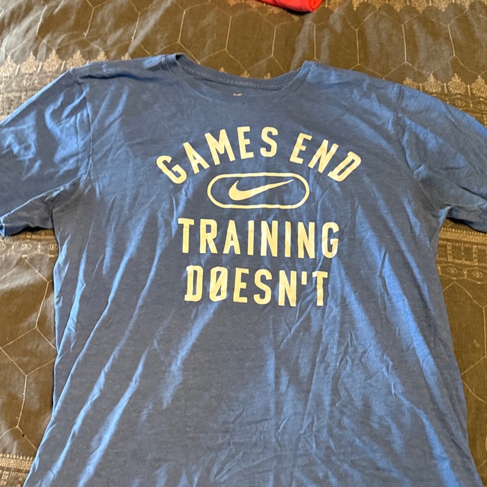 Nike Blue Training Tee with White Print